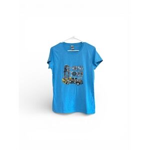 Gildan Heavy Cotton Small Town Girl Graphic T-Shirt Blue Womens Medium M